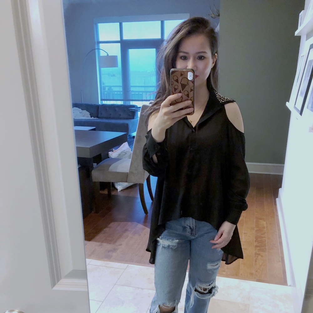 Necessary Clothing shoulder cutout shirt